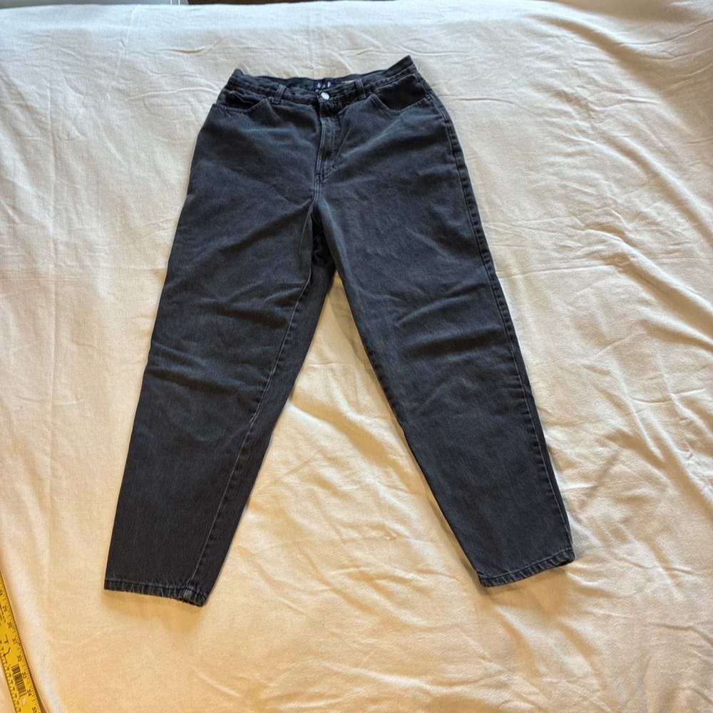 VTG Gap Reverse Fit Jeans 14 Ankle High Rise Tapered Black Made in USA 90s Retro